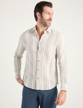 Camisa casual Jbe de algodón manga larga para hombre