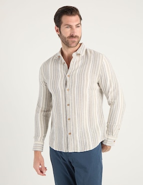 Camisa casual Jbe de algodón manga larga para hombre