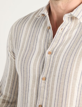 Camisa casual Jbe de algodón manga larga para hombre