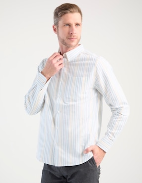 Camisa casual Jbe de algodón manga larga para hombre