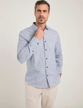 Camisa casual Jbe de algodón manga larga para hombre