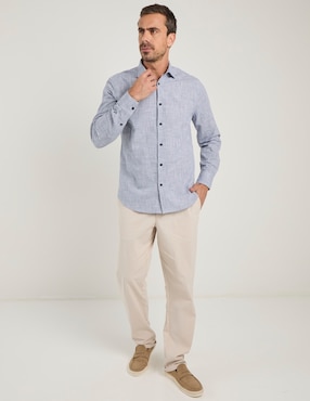 Camisa casual Jbe de algodón manga larga para hombre