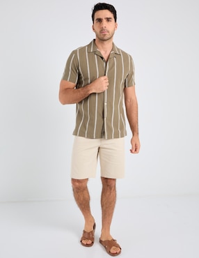 Camisa playa Jbe de algodón manga corta para hombre