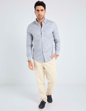 Camisa casual Jbe de algodón manga larga para hombre