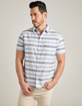 Camisa casual Jbe de algodón manga corta para hombre