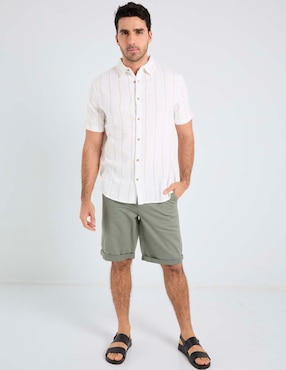 Camisa playa Jbe de algodón manga corta para hombre
