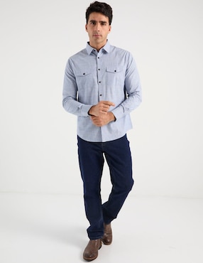 Camisa casual Jbe de algodón manga larga para hombre