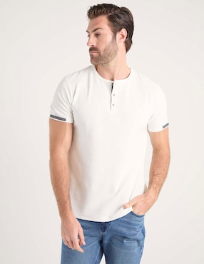 Playera Jbe cuello henley para hombre