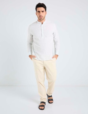 Camisa playa Jbe de algodón manga larga para hombre