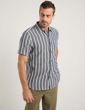Camisa casual Jbe de algodón manga al codo para hombre