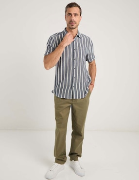 Camisa casual Jbe de algodón manga al codo para hombre