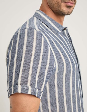 Camisa casual Jbe de algodón manga al codo para hombre