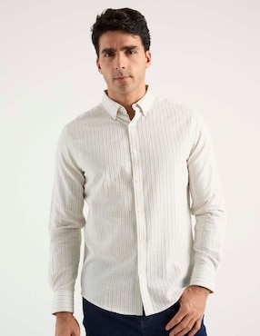 Camisa casual Jbe de algodón manga larga para hombre
