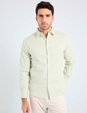Camisa casual Jbe de algodón manga larga para hombre