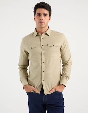 Camisa casual Jbe de algodón manga larga para hombre