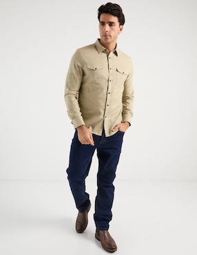 Camisa casual Jbe de algodón manga larga para hombre
