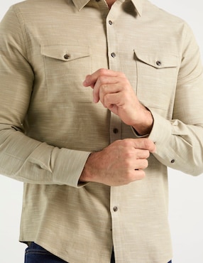 Camisa casual Jbe de algodón manga larga para hombre