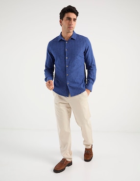 Camisa casual Jbe de algodón manga larga para hombre