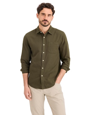 Camisa casual Dockers de algodón manga larga para hombre