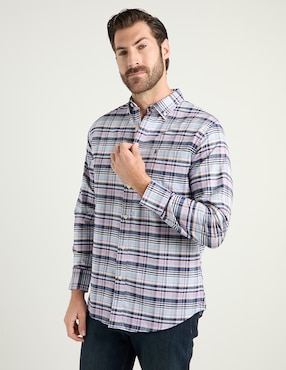 Camisa casual Izod algodón manga larga para hombre