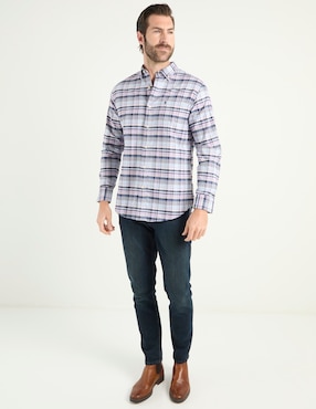 Camisa casual Izod algodón manga larga para hombre