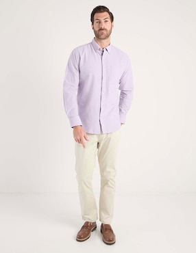 Camisa casual Izod de algodón manga larga para hombre