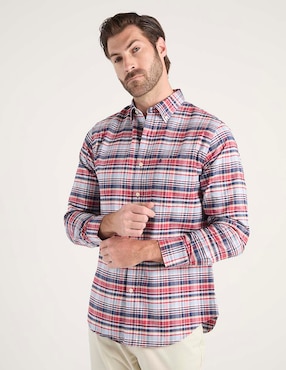 Camisa casual Izod de algodón manga larga para hombre