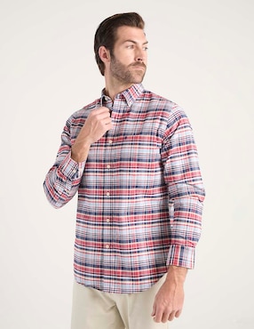 Camisa casual Izod de algodón manga larga para hombre