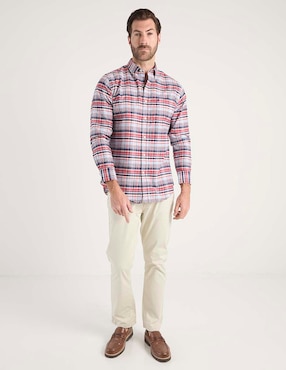 Camisa casual Izod de algodón manga larga para hombre