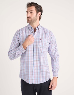 Camisa casual Izod de algodón manga larga para hombre