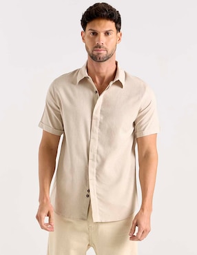 Camisa casual Jbe de algodón manga corta para hombre