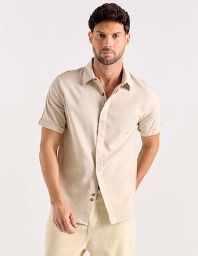 Camisa casual Jbe de algodón manga corta para hombre
