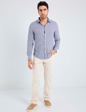 Camisa casual Jbe de algodón manga larga para hombre