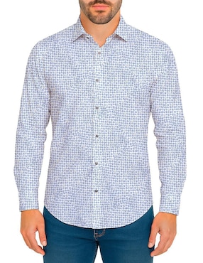 Camisa casual Cuadra de algodón manga larga para hombre