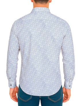Camisa casual Cuadra de algodón manga larga para hombre