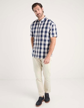 Camisa casual Cavalatti de algodón manga corta para hombre