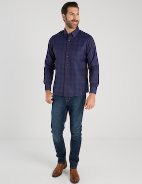 Camisa casual Regent Street de algodón manga larga para hombre