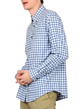 Camisa casual Ferrioni de algodón manga larga para hombre
