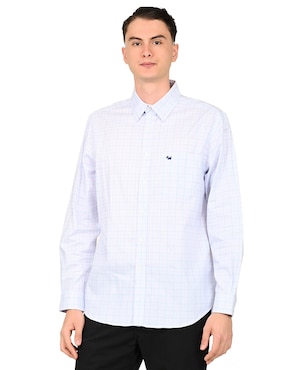 Camisa casual Ferrioni de algodón manga larga para hombre