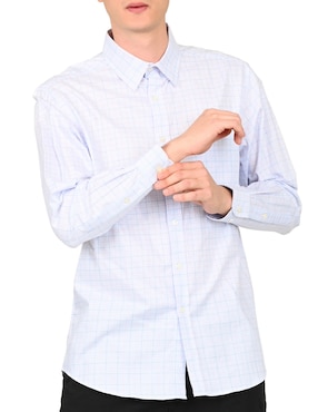 Camisa casual Ferrioni de algodón manga larga para hombre