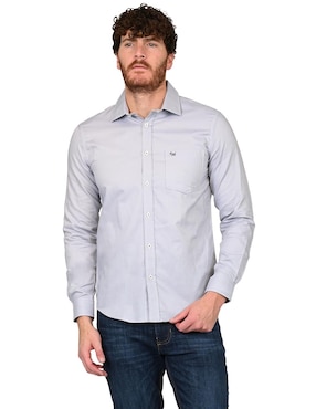 Camisa casual Ferrioni de algodón manga larga para hombre