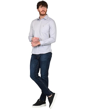 Camisa casual Ferrioni de algodón manga larga para hombre