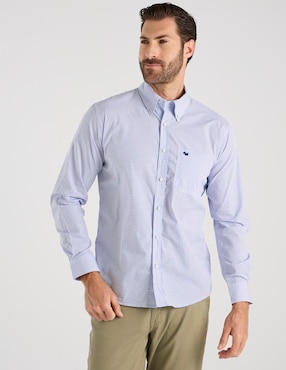 Camisa casual Ferrioni de algodón manga larga para hombre