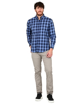 Camisa casual Ferrioni de algodón manga larga para hombre