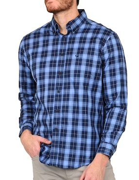 Camisa casual Ferrioni de algodón manga larga para hombre