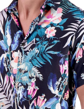 Camisa casual Camasha de viscosa manga corta para hombre