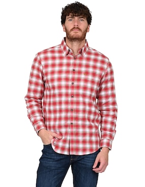 Camisa casual Ferrioni de algodón manga larga para hombre