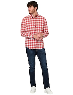Camisa casual Ferrioni de algodón manga larga para hombre