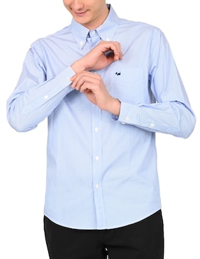 Camisa casual Ferrioni de algodón manga larga para hombre