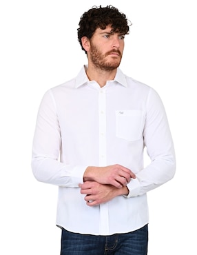 Camisa casual Ferrioni de algodón manga larga para hombre